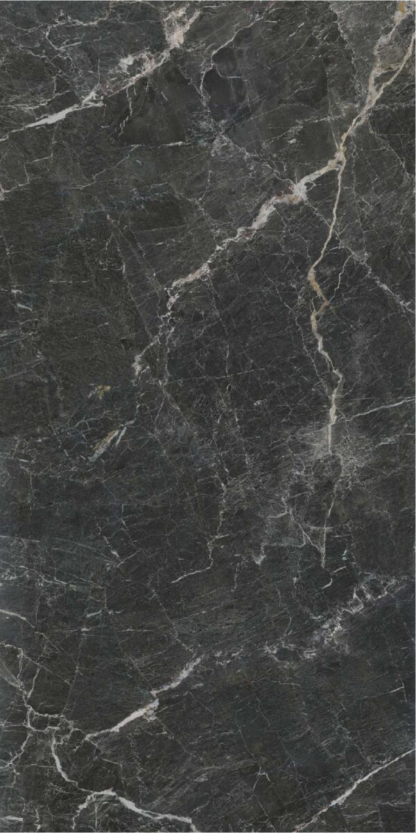 PIEDRA SINTERIZADA MARBLE BLACK PULIDO 162X324cm 12 MM