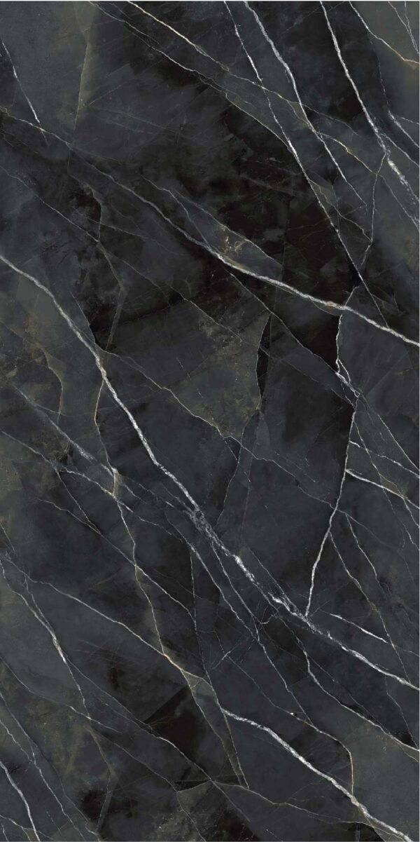PIEDRA SINTERIZADA DIAMOND CALACATA BLACK PULIDO STARLIT 162X324cm 12 MM